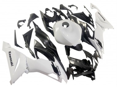 2019-2022 Kawasaki ZX6R Motorcycle Fairings - White Black Carbon Fiber