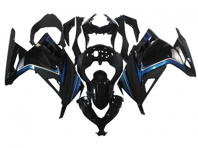 2013-2024 Kawasaki EX300 Motorcycle Fairings - Glossy Black Blue