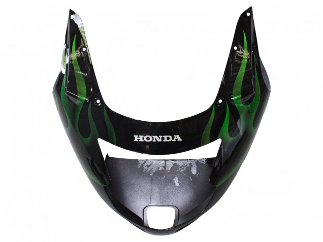 1996-2007 Honda CBR1100XX Blackbird Motorcycle Fairing - Glossy Black Green Flame