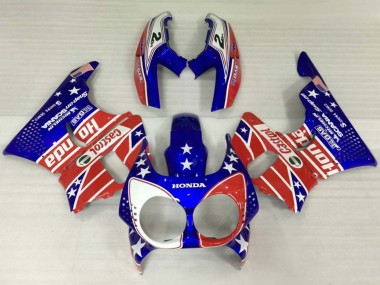 1992-1993 Honda CBR900RR 893 Motorcycle Fairings - White Red Blue Star Castrol