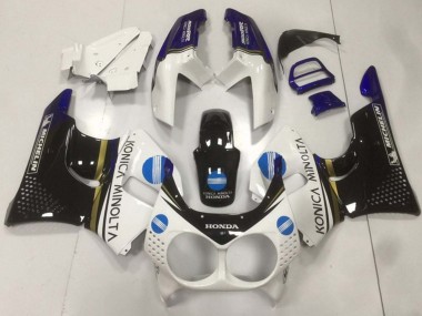 1992-1993 Honda CBR900RR 893 Motorcycle Fairings - White Blue Glossy Black Konica Minolta