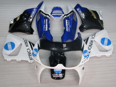 1994-1995 Honda CBR900RR 893 Motorcycle Fairings - White Blue Glossy Black Konica Minolta