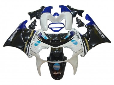 1998-1999 Honda CBR900RR 919 Motorcycle Fairings - White Blue Glossy Black Konica Minolta