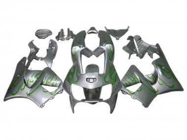 1998-1999 Honda CBR900RR 919 Motorcycle Fairings - Silver Green Flame