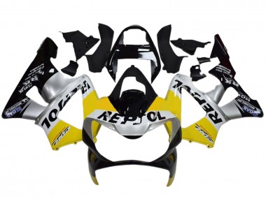 2000-2001 Honda CBR900RR 929 Motorcycle Fairings - Yellow Silver Glossy Black Repsol