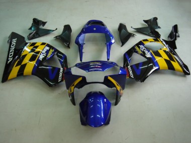 2002-2003 Honda CBR900RR 954 Motorcycle Fairings - Blue Yellow Glossy Black Telefonica MoviStar Castrol