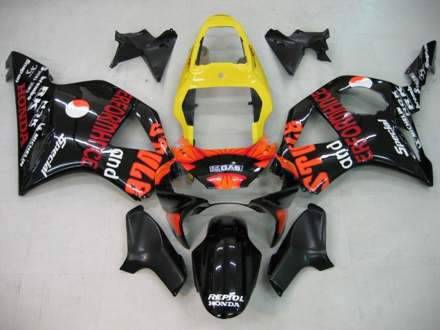 2002-2003 Honda CBR900RR 954 Motorcycle Fairing - Yellow Red Glossy Black Repsol Rossi