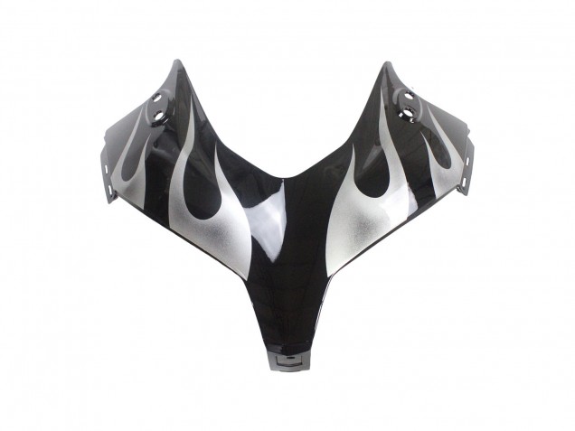2013-2015 Honda CBR500R Motorcycle Fairings - Glossy Black Silver Flame