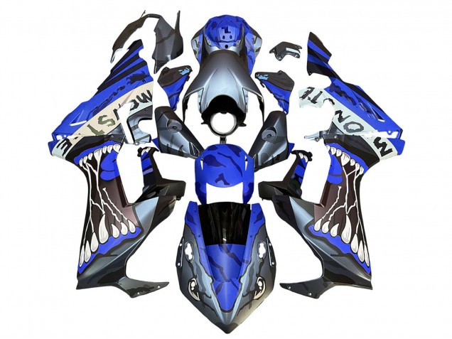 2017-2023 Honda CBR1000RR Motorcycle Fairings - Blue Grey Glossy Black Monster