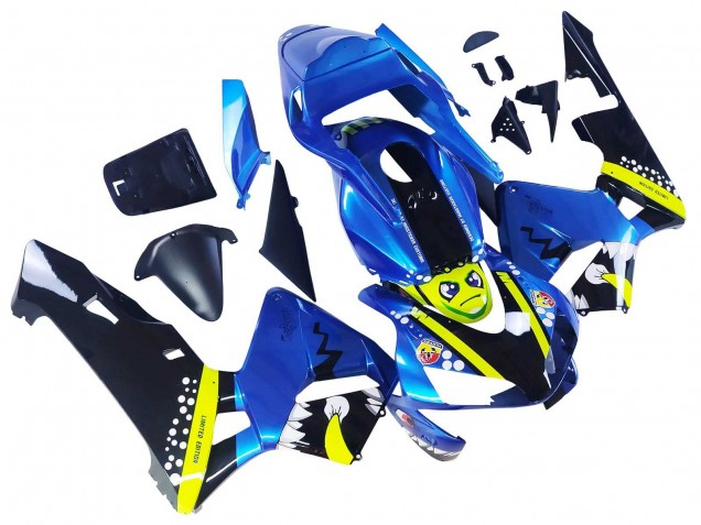 2003-2004 Honda CBR600RR Motorcycle Fairings - Blue Neon Yellow Glossy Black Shark