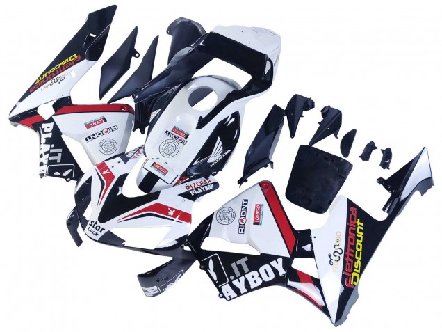 2003-2004 Honda CBR600RR Motorcycle Fairings - White Red Glossy Black DENSO Rimont