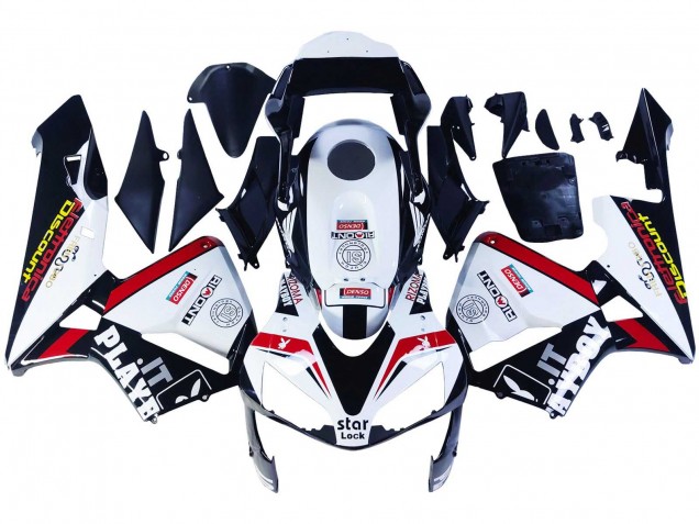 2003-2004 Honda CBR600RR Motorcycle Fairings - White Red Glossy Black DENSO Rimont