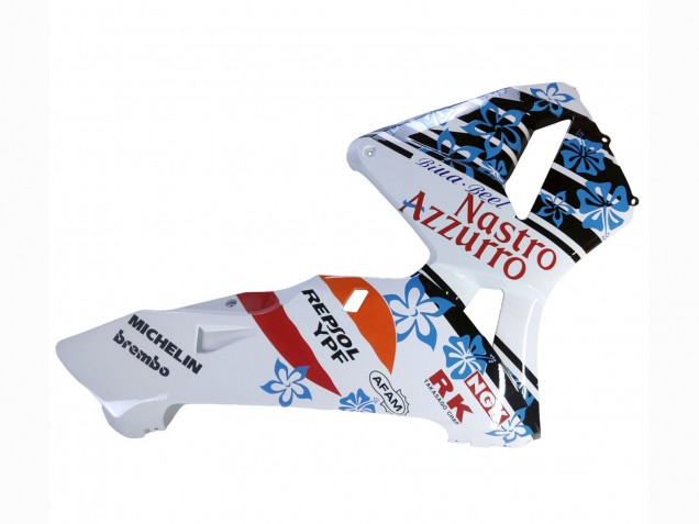 2003-2004 Honda CBR600RR Motorcycle Fairings - White Blue Red Nastro Azzurro 46