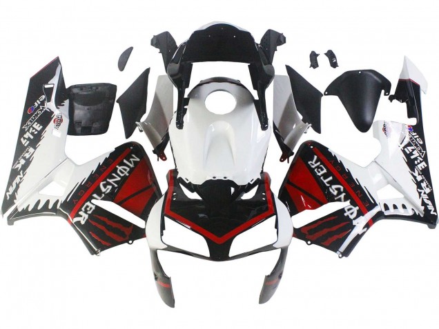 2003-2004 Honda CBR600RR Motorcycle Fairings - White Red Glossy Black Monster