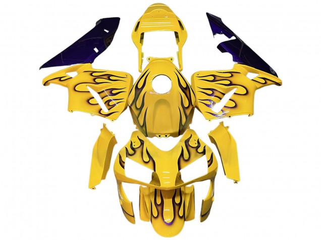 2003-2004 Honda CBR600RR Motorcycle Fairings - Yellow Black Flame