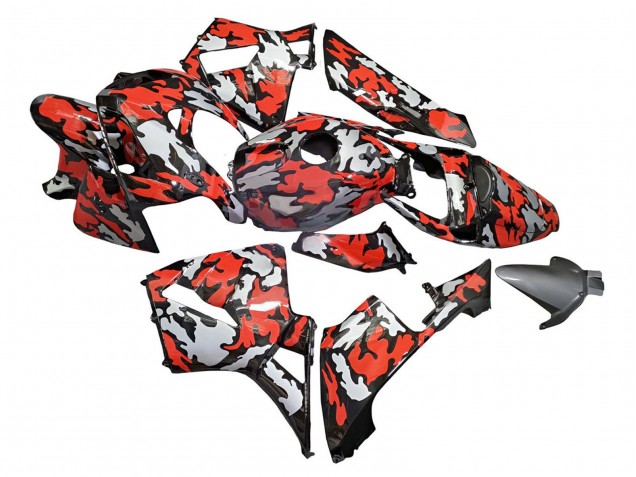 2005-2006 Honda CBR600RR Motorcycle Fairings - Black with Red Grey Camouflage