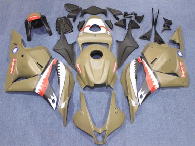 2009-2012 Honda CBR600RR Motorcycle Fairings - Brown White Red Shark