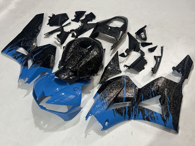 2009-2012 Honda CBR600RR Motorcycle Fairings - Black Forged Carbon Fiber Blue
