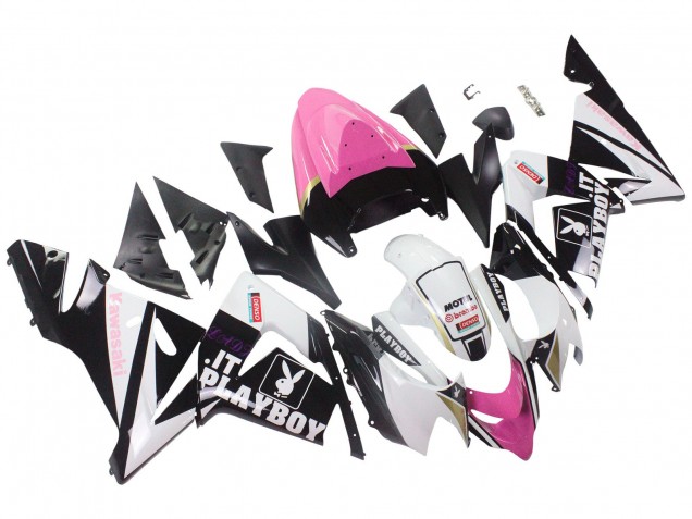 2004-2005 Kawasaki ZX10R Motorcycle Fairings - Black Pink White Playboy Motul