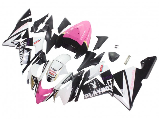 2004-2005 Kawasaki ZX10R Motorcycle Fairings - Black Pink White Playboy Motul