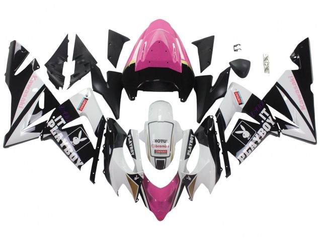 2004-2005 Kawasaki ZX10R Motorcycle Fairings - Black Pink White Playboy Motul
