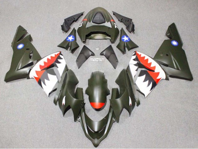 2004-2005 Kawasaki ZX10R Motorcycle Fairings - Silver Black Ninja