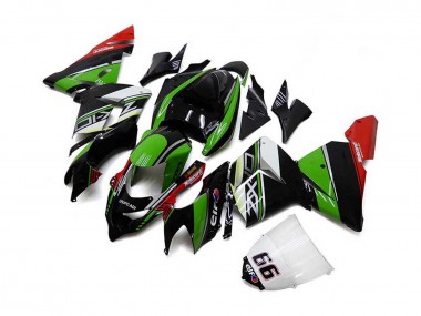 2004-2005 Kawasaki ZX10R Motorcycle Fairings - White Black Green Elf