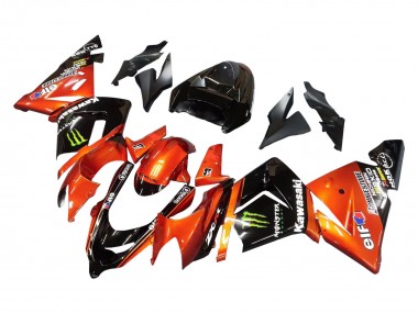 2004-2005 Kawasaki ZX10R Motorcycle Fairings - Burnt Orange Black Monster Elf