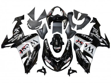 2006-2007 Kawasaki ZX10R Motorcycle Fairings - Glossy Black White West