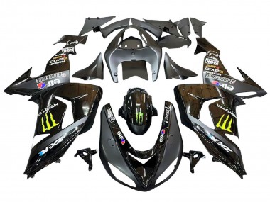 2006-2007 Kawasaki ZX10R Motorcycle Fairings - Grey Yellow Glossy Black Monster Elf