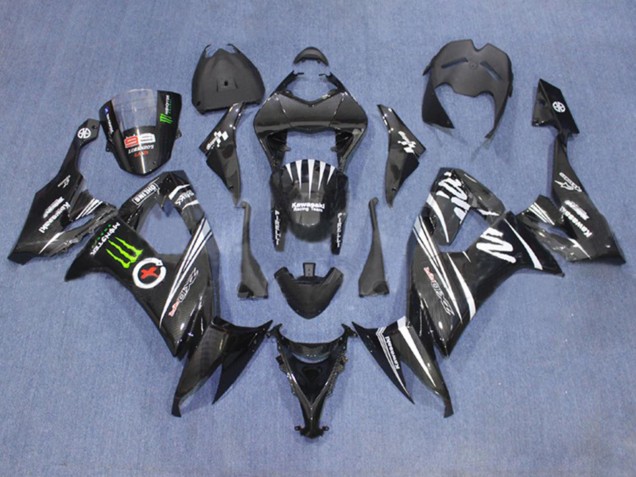 2006-2007 Kawasaki ZX10R Motorcycle Fairings - Matte Black White Green Monster