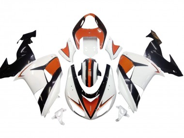 2006-2007 Kawasaki ZX10R Motorcycle Fairings - White Orange Black