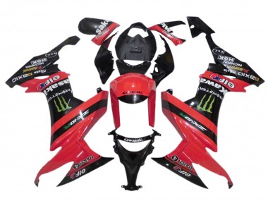 2008-2010 Kawasaki ZX10R Motorcycle Fairings - Red Black Green Monster Elf 27
