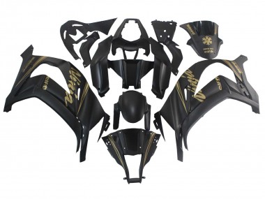2011-2015 Kawasaki ZX10R Motorcycle Fairings - Matte Black Gold Snow Elf