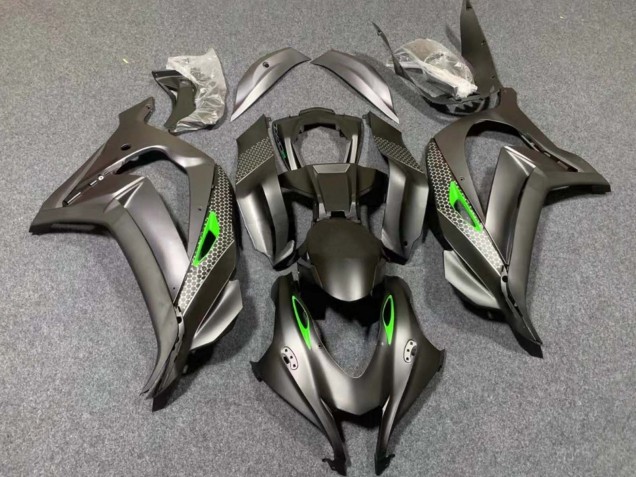2016-2020 Kawasaki ZX10R Motorcycle Fairings - Matte Black Green Honeycomb