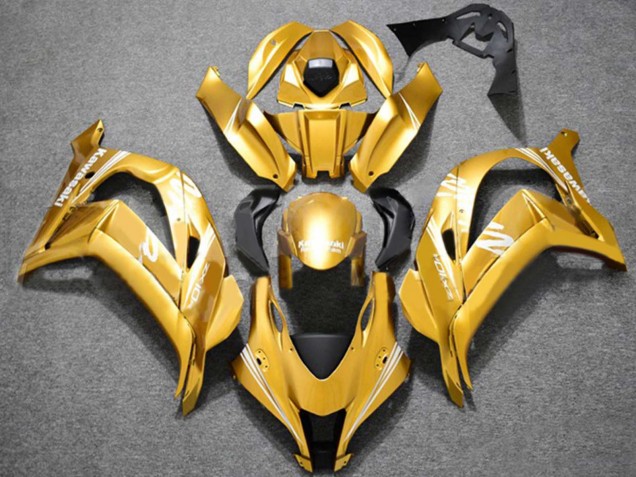 2016-2020 Kawasaki ZX10R Motorcycle Fairings - Gold White