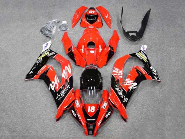 2016-2020 Kawasaki ZX10R Motorcycle Fairings - Red Glossy Black White Monster 18