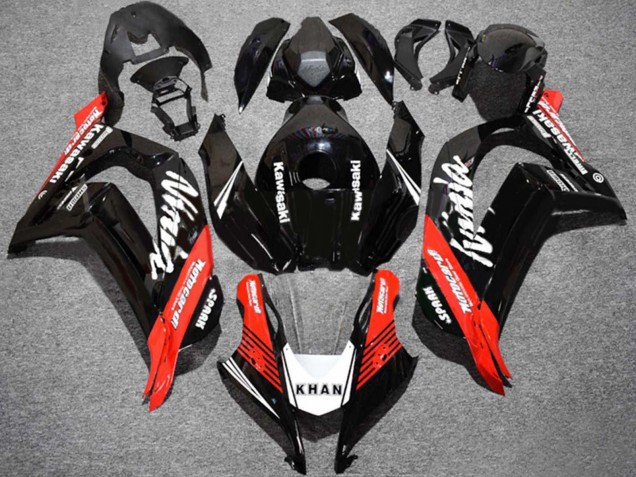2016-2020 Kawasaki ZX10R Motorcycle Fairings - Glossy Black Red White KHAN Spark