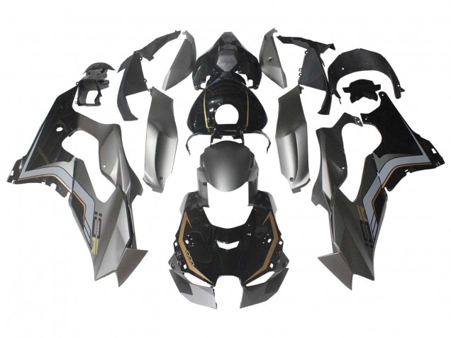 2021-2026 Kawasaki ZX10R Motorcycle Fairings - Black Grey Gold