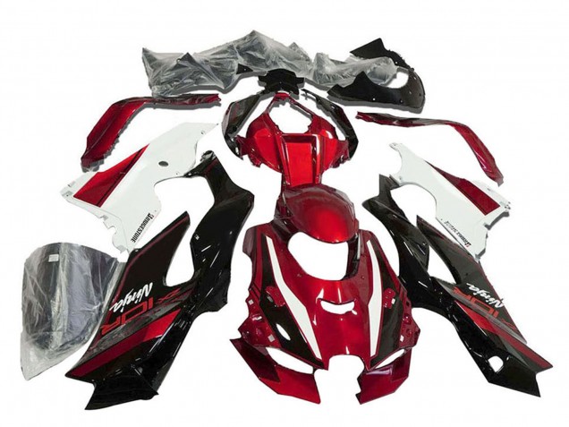 2021-2025 Kawasaki ZX10R Motorcycle Fairings - Red White Glossy Black