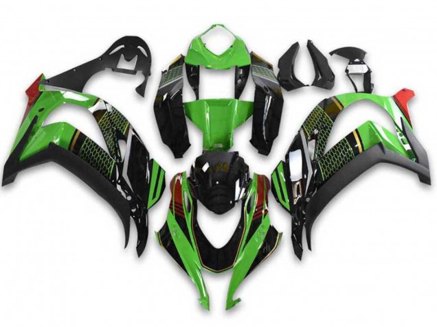 2021-2026 Kawasaki ZX10R Motorcycle Fairings - Green Black Red Honeycomb