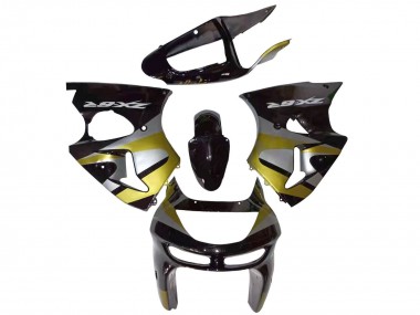 1998-1999 Kawasaki ZX6R Motorcycle Fairings - Glossy Black Silver Yellow