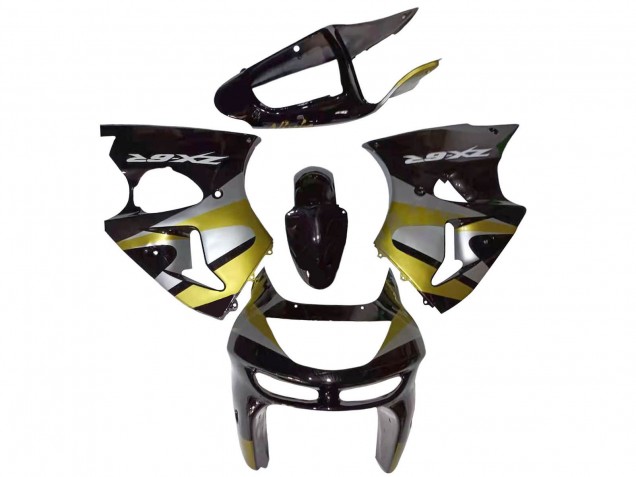 1998-1999 Kawasaki ZX6R Motorcycle Fairings - Glossy Black Silver Yellow