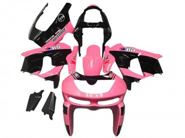 1998-1999 Kawasaki ZX6R Motorcycle Fairings - Pink Glossy Black Elf Bridgestone