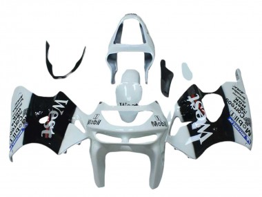 1998-1999 Kawasaki ZX6R Motorcycle Fairings - White Black West Mobil