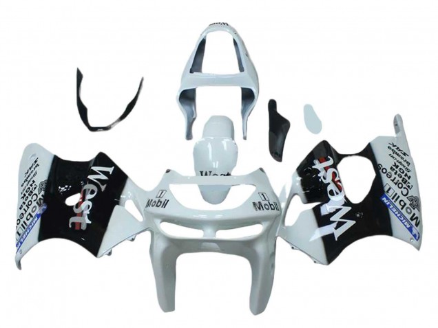 1998-1999 Kawasaki ZX6R Motorcycle Fairings - White Black West Mobil