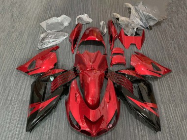 2006-2011 Kawasaki ZX14R ZZR1400 Motorcycle Fairing - Red Glossy Black