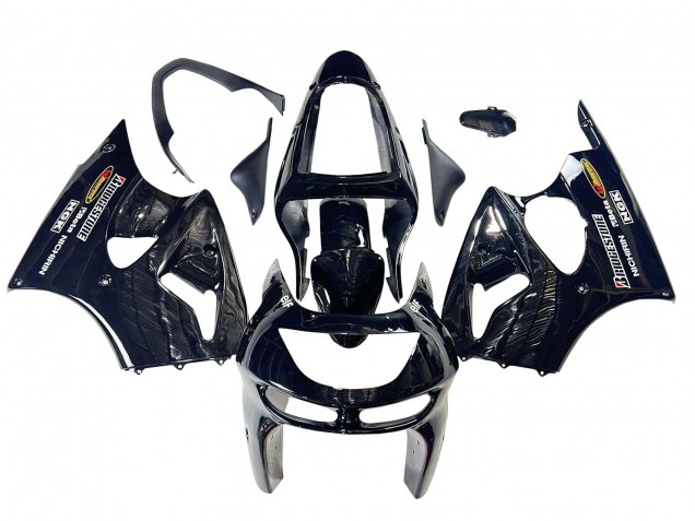 1998-1999 Kawasaki ZX6R Motorcycle Fairings - Glossy Black Yellow Elf Bridgestone