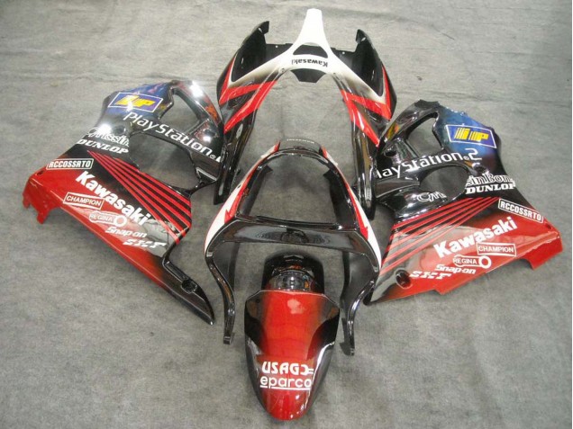 2000-2002 Kawasaki ZX6R Motorcycle Fairings - White Red Black PlayStation 2
