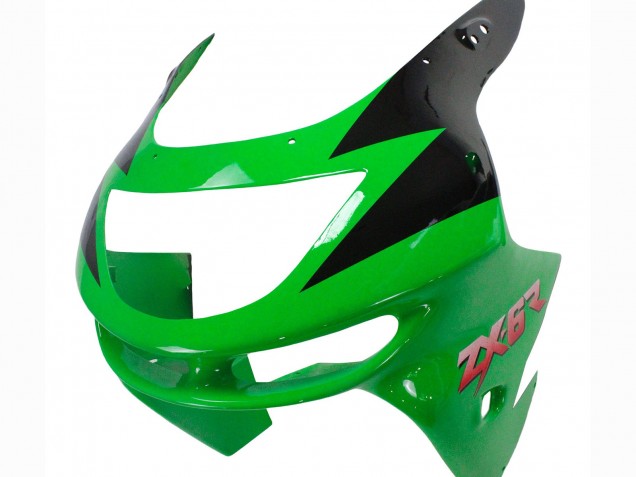 1998-1999 Kawasaki ZX6R Motorcycle Fairings - Green White Glossy Black